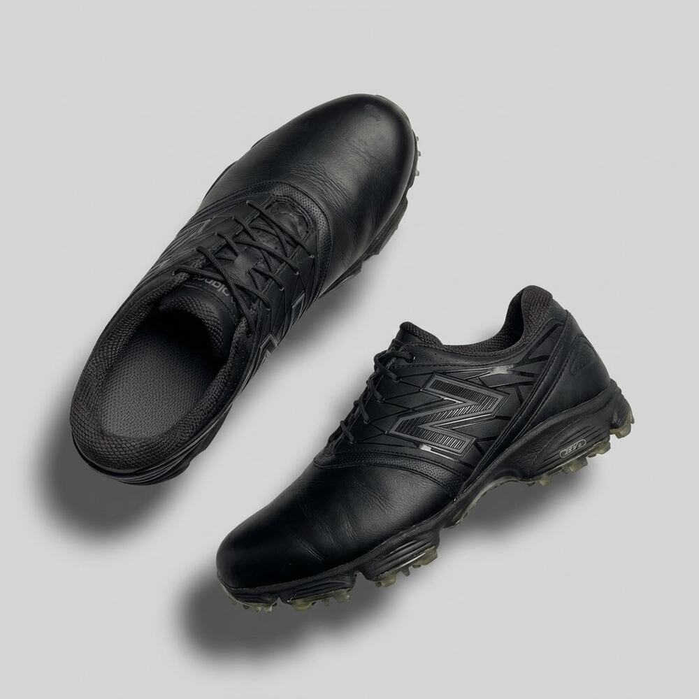 New Balance Leather REVlite Spiked NBG2001 Golf Shoe Triple Black Mens 10